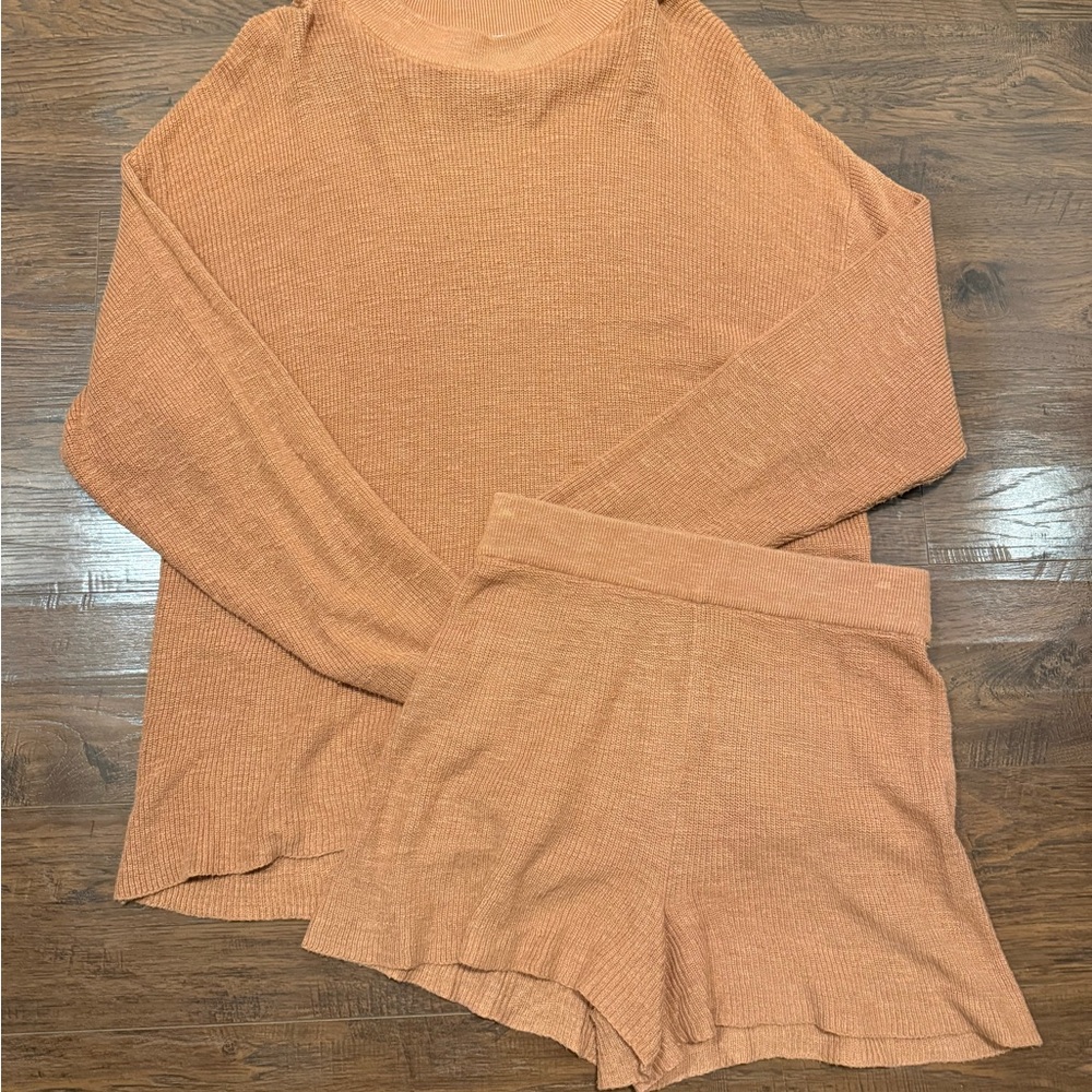 Free People Beach Orange Knit Two Piece Set
